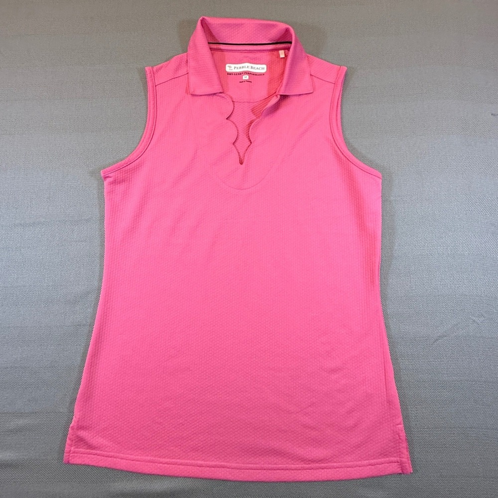 Pebble Beach Dry-Luxe Performance Sleeveless Golf Polo Scallop Neck Women M 2425